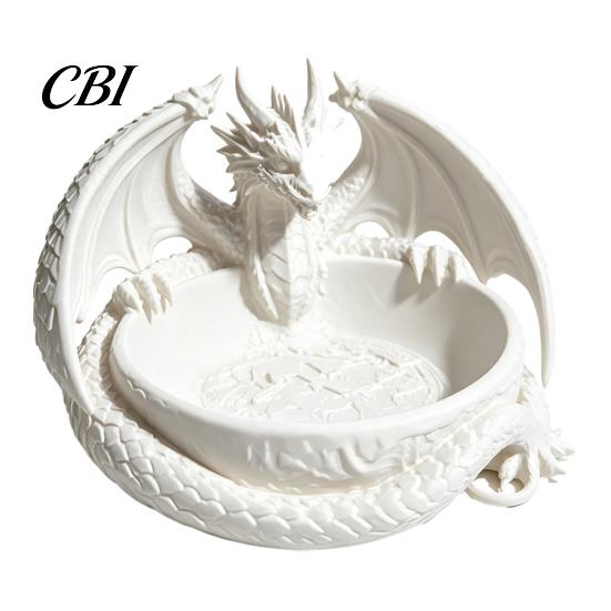 Bedside Table Accessory Tray Gothic Dragon Jewelry Tray, 3D Printed Figurine, Mythical Creature Desktop Textured Scale Storage Bowl Organizer for Keys
