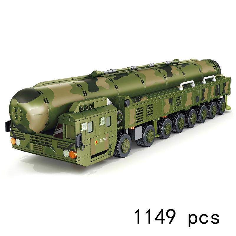 China Modern Army Military Vehicle Trucks SCUD Launcher Sets Building Blocks Bricks Toys Tanks Antitank Missile Car DF-17 DF-41