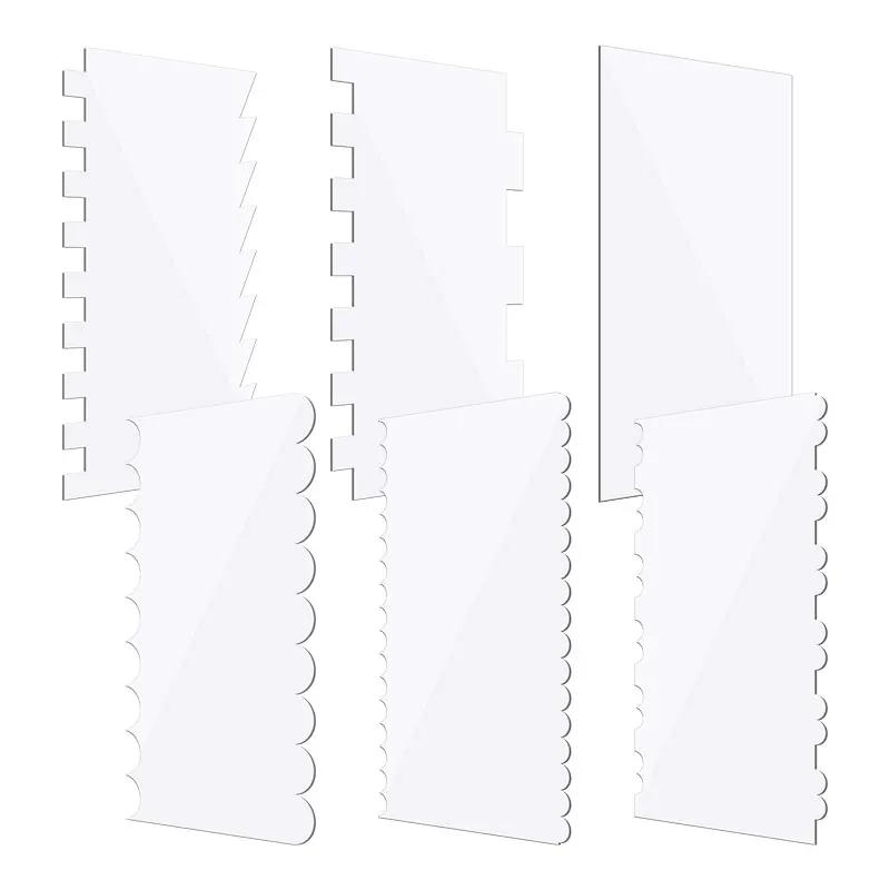 YOMDID 4/6PCS Cake Cream Scrapers Acrylic Cake Decor Saw Tooth Smoother Butter Cream Contour Pastry Dessert Making Baking Tools