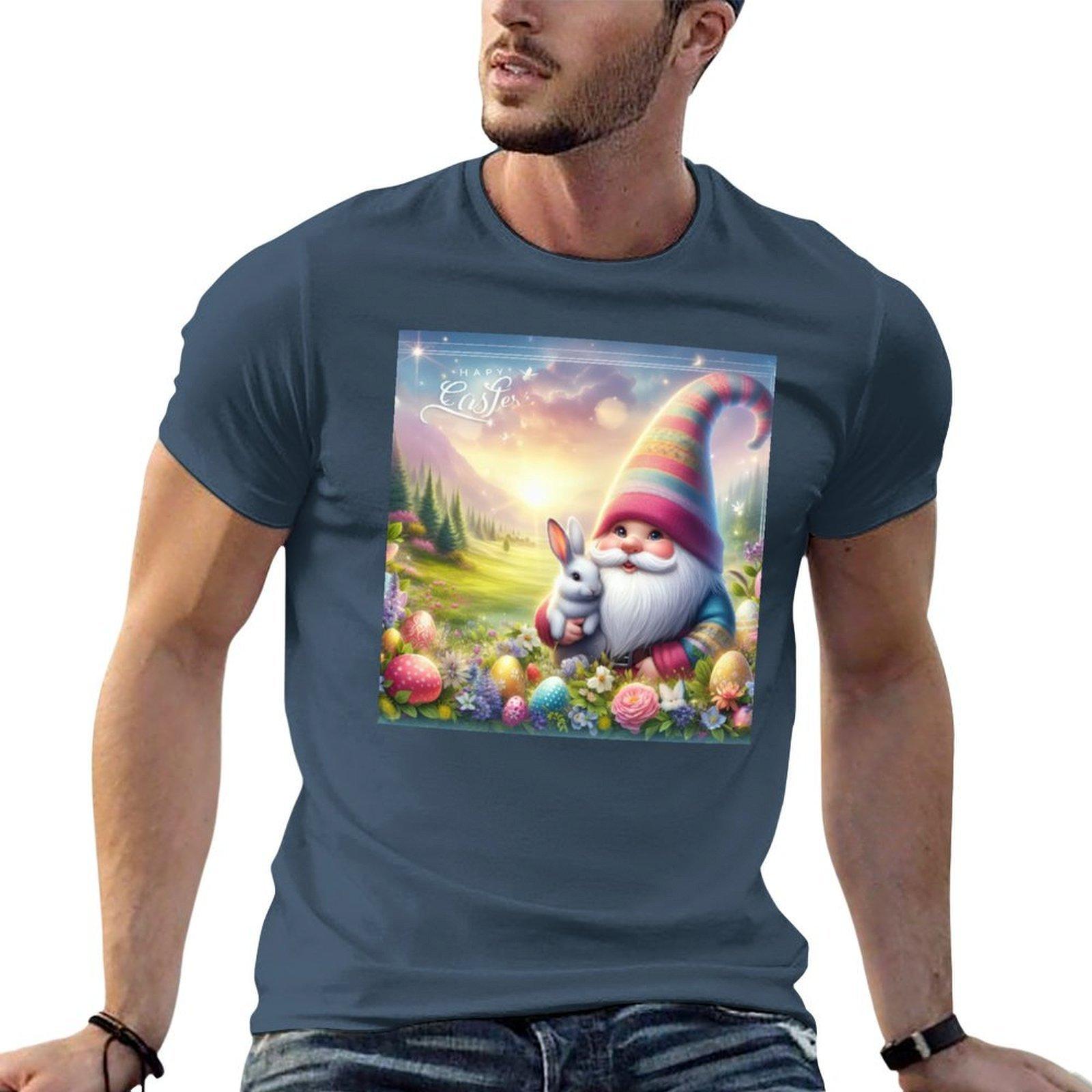 Gnome With Color Hat With Flowers And Rabbit Happy Magical Easter Landscape Tshirt Essential T Shirt Tshirt S