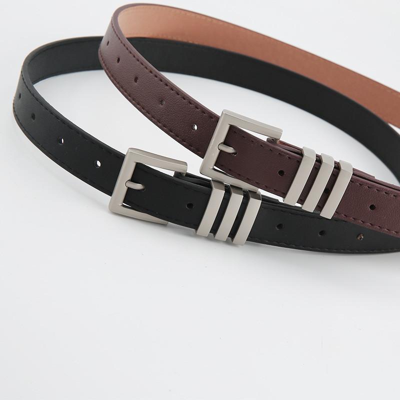 Buckle Polished Metal Womens Belt In Solid Color Versatile Paired Jeans With