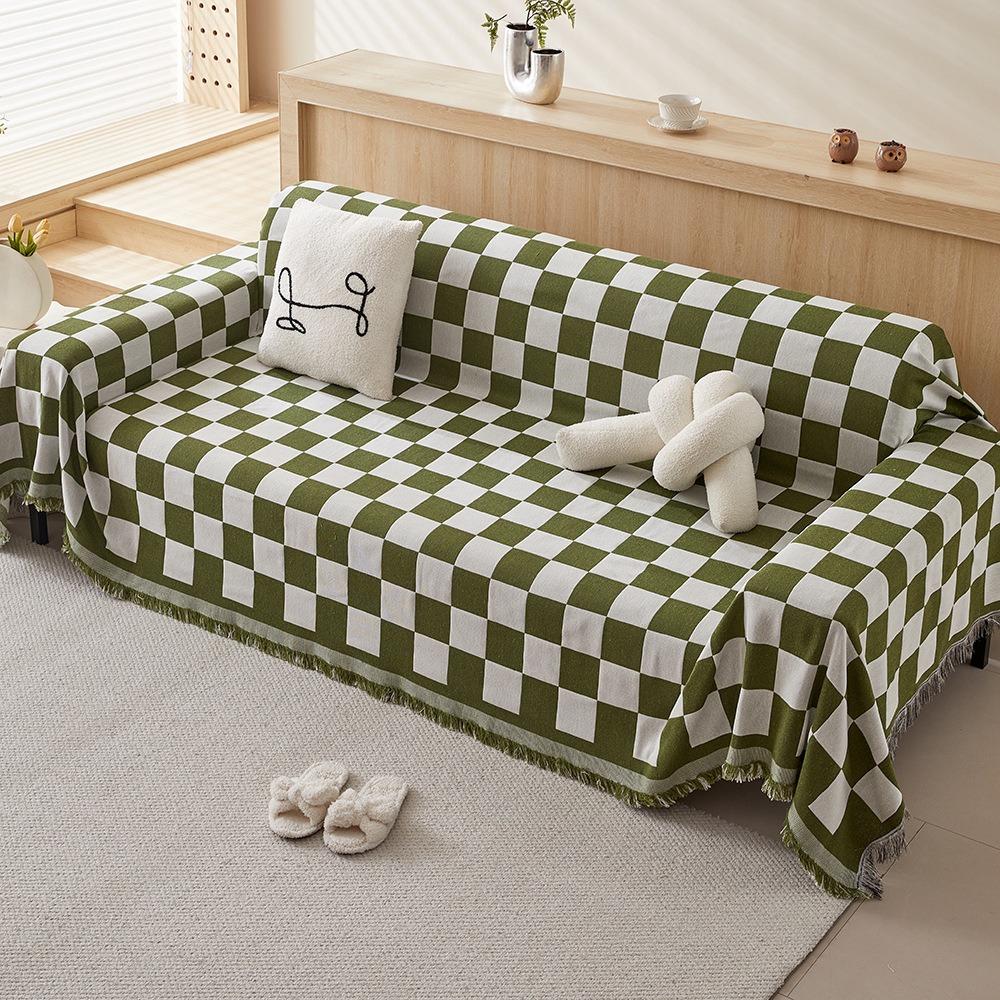 Universal Cream Sofa Cover Full Coverage Stretchable Slipcovers Cotton Gauze Couch Blanket for All Season Home Decor