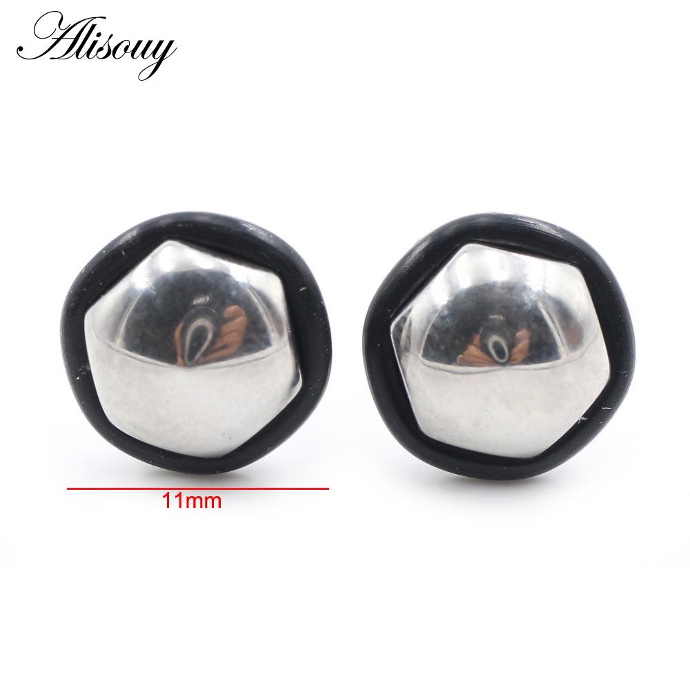 Alisouy 2 STÜCKE Edelstahl Kreuz Sechseck Kegel Spike Quadratisch Rund Ohrstecker Ohrringe Tragus Piercing Fake Taper Für Männer Frauen