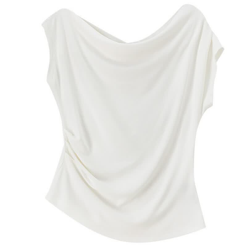 Women's Asymmetrical Draped Knit Top