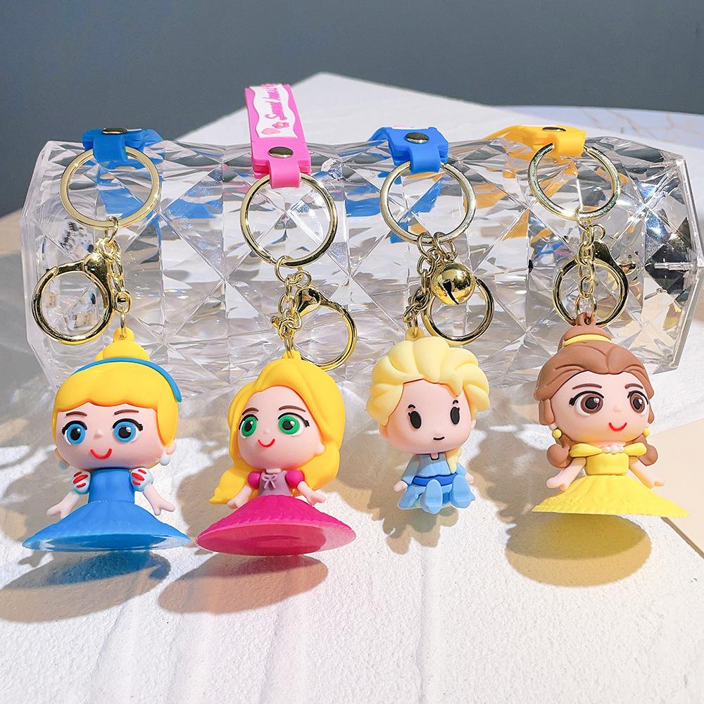 Snow White Elsa Alice Pendant Keychain Cartoon Phone Bag Mermaid Princess Key Chain Jewelry Kids Fans Gifts
