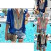 Stunning Womens Vintage Striped V Neck Loose Shirt Tops Half Sleeve Boho Blouse Plus Size