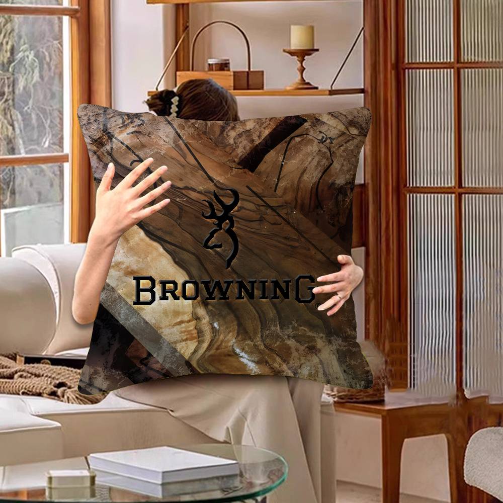 B-Brownings Logo Pillow Gift Home Office Decoration Bedroom Sofa Car Cushion Cover Case 45x45