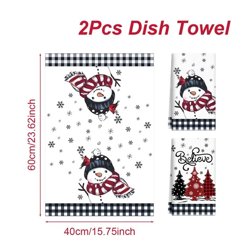 

1pc Christmas Kitchen Towels Christmas Tree Kitchen Dish Towels Green Buffalo Plaid Xmas Tree Dishcloth For Farmhouse Home Decor
