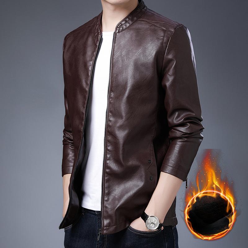 Кожаная куртка мужская куртка новая корейская версия модная тонкая красивая искусственная — фото 7