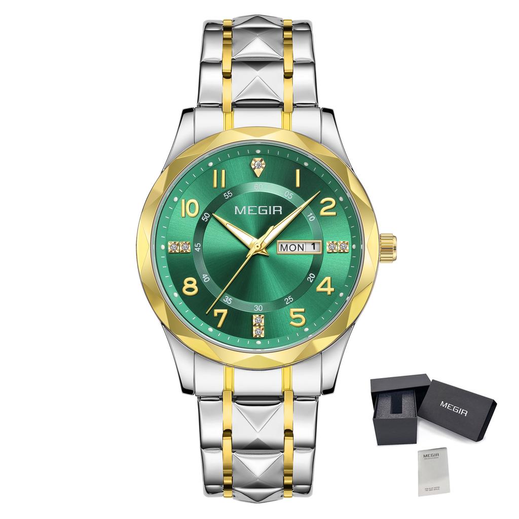 MEGIR Top Brand Luxury Watches for Men Stainless Steel Quartz Wrist Watch Luminous Waterproof Business Clock Reloj Hombre 1093