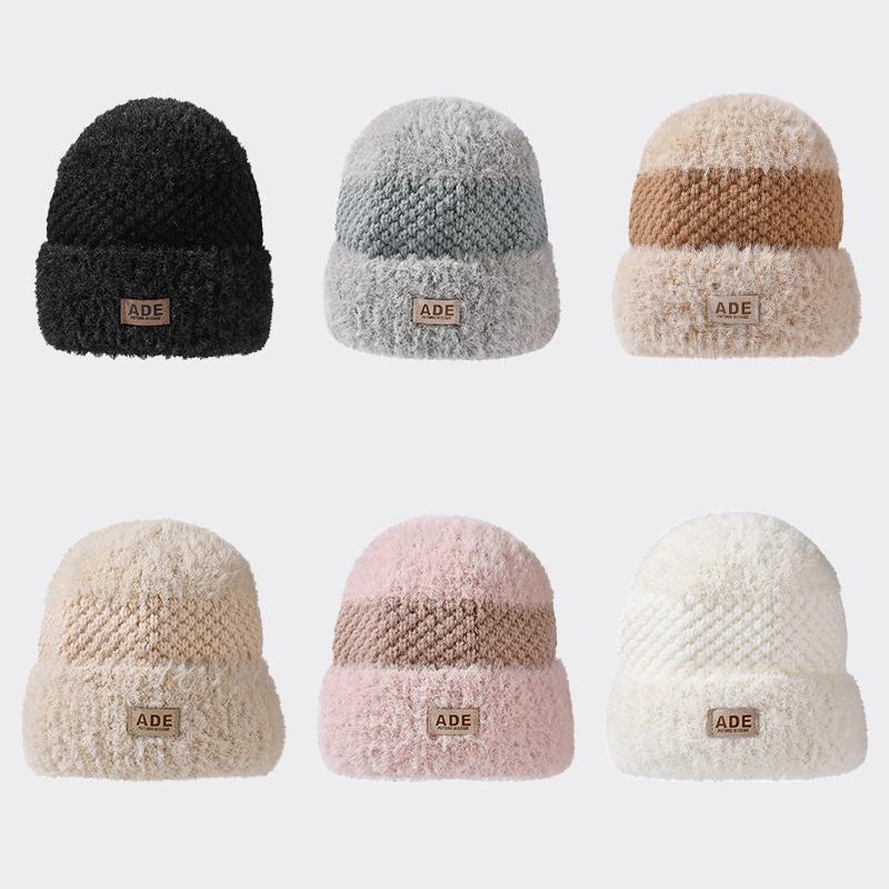 Strickmütze, genähte Wolle, Wollmütze, dicke Outdoor-warme Strickmütze