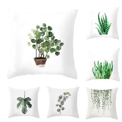 Office Living Room Home Pillowcase Green Leaf Cushion Cover Plant Decoration Pillowcase Car Ornaments