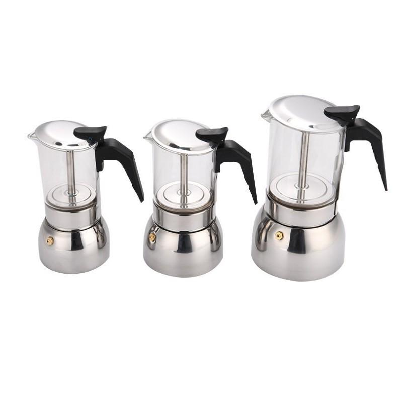 Portable Multi-Functional Stainless Steel & Glass Pour-Over Coffee Maker 200ml серебряный