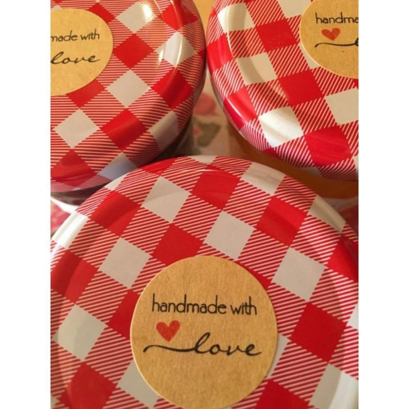 500pcs 1.5Inch DIY Hand Made Handmade with Love Label Wedding Stickers Adhesive Sticker Kraft Round Labels