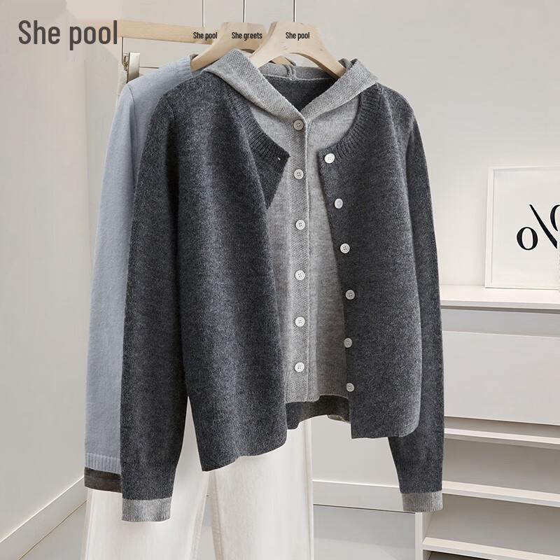 Women's Color Block Hooded Cardigan