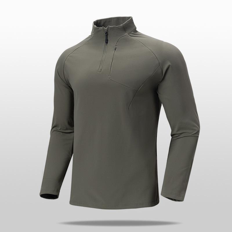 Men's Zipper Stand Up Collar Long Sleeved Fleece Sweatshirt Casual Long Sleeved Base Shirt Versatile Round Neck Sweatshirt Men's Top