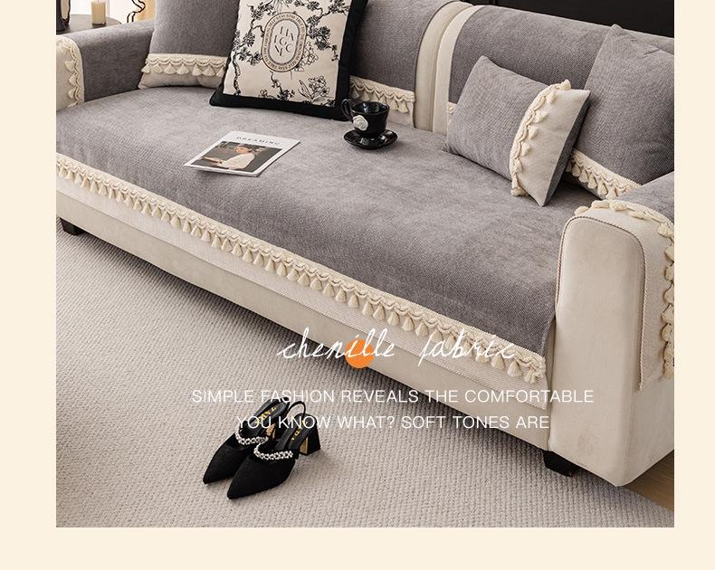 Nordic Style Chenille Sofa Cushion, Universal Non-Slip, Thickened Wear-Resistant Cover for All Seasons.