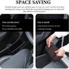DXNQ Car Trash Can, Leather Foldable Hanging Trash Bag, Multi-Function Mini Storage Box Garbage Can for Car Back Seats and Side Door, Black