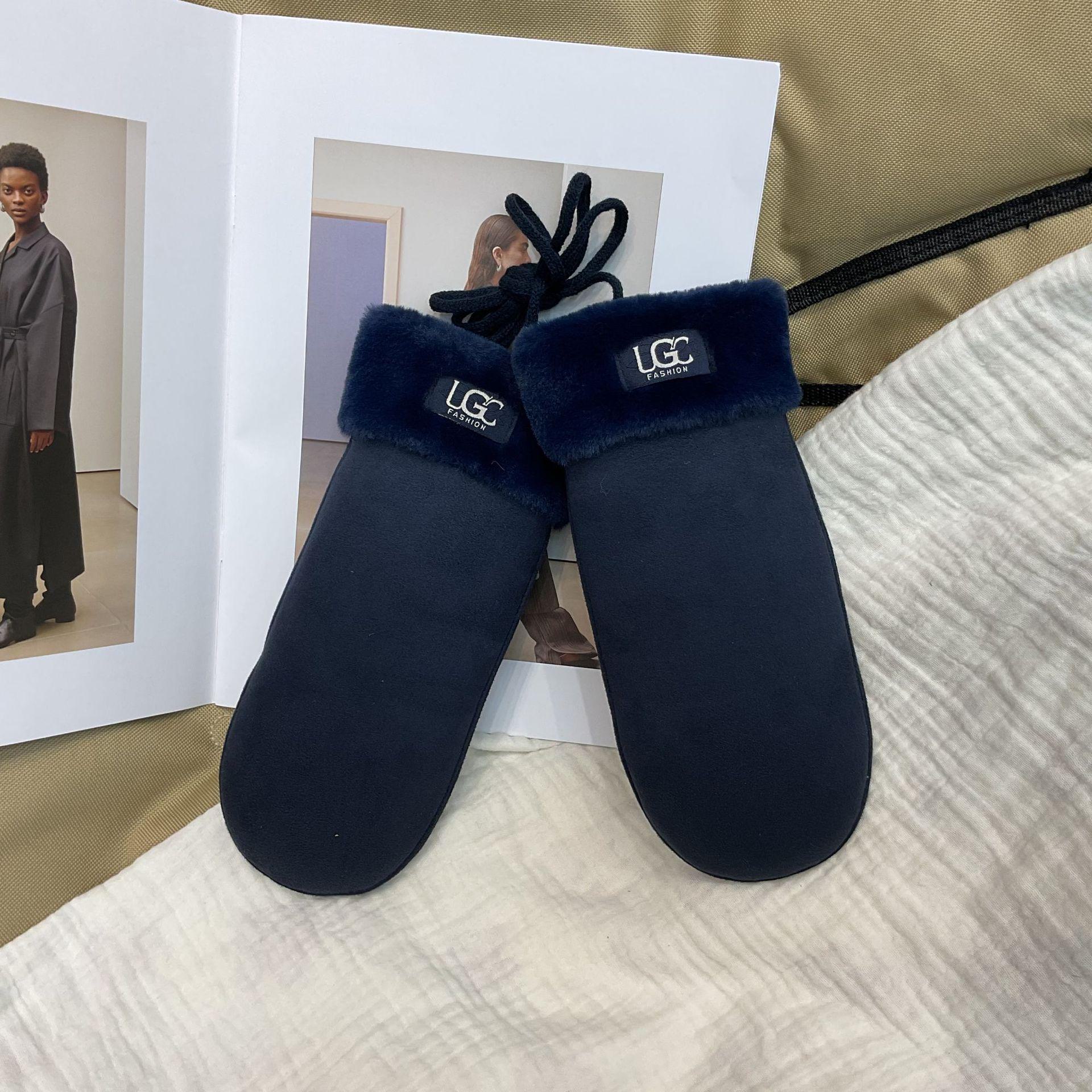 

Варежки женские из замши цвета хаки: Теплые, ветрозащитные и защищающие от холода для зимней езды на велосипеде. UGC чёрный