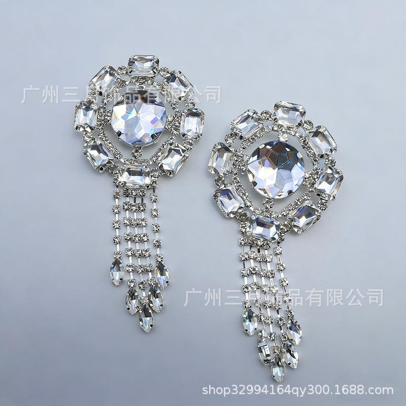 Round Rhinestone Tassel Brooch - Floral Diamond Pin for Dresses, Shoes, Bags & Clothing