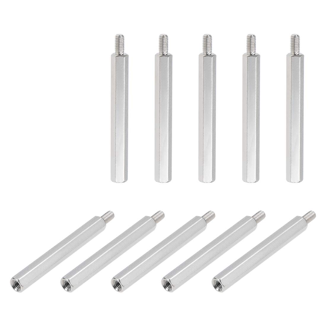 

uxcell Standoffs M3x40mm+6mm Male-Female Hex Nickel Plated PCB Motherboard Spacer FPV Drone Rectangle Computer Circuit Board Silver Tone 10pcs
