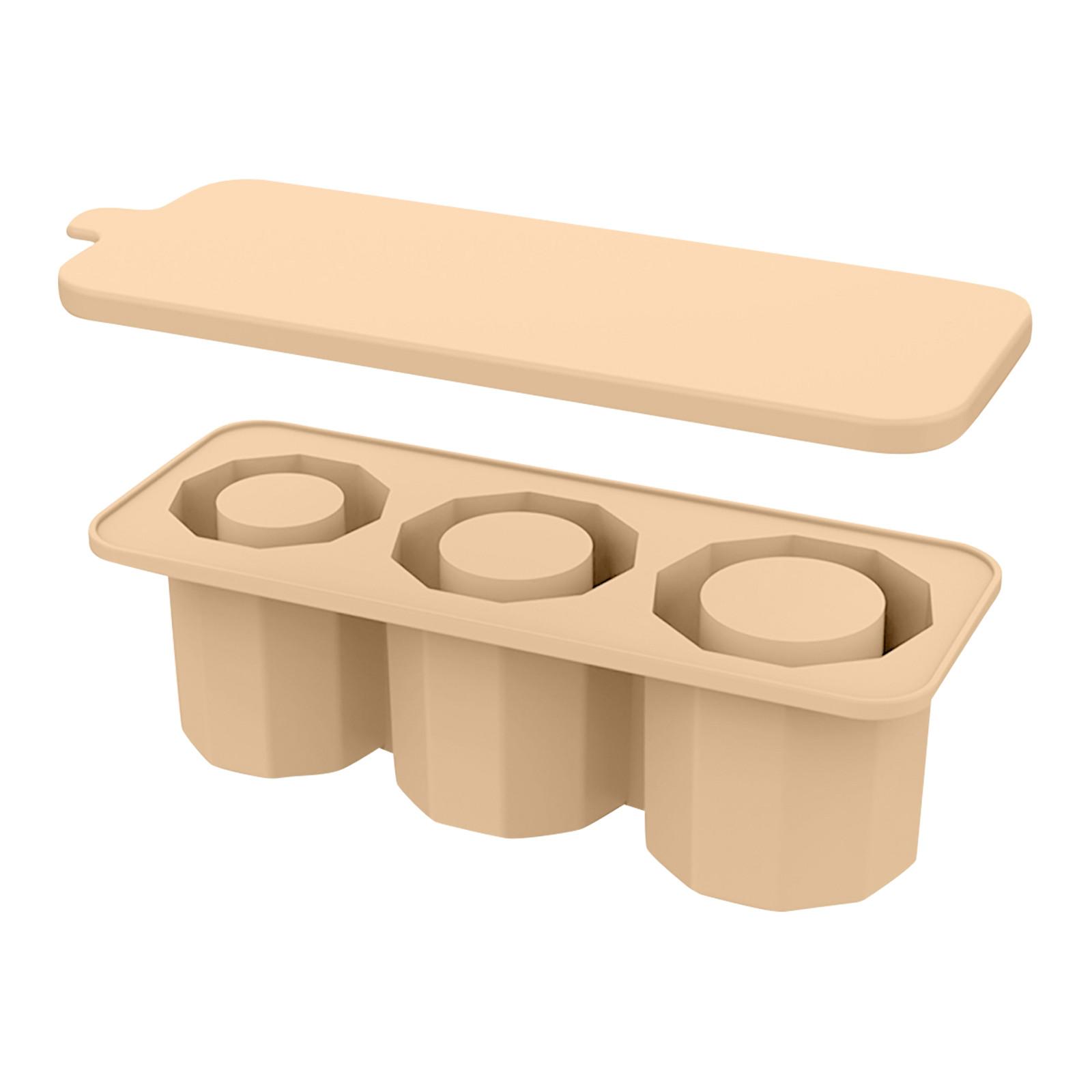 

Лоток для кубиков льда для стакана, многоразовая форма для рюмки для льда, легкосъемные силиконовые многоразовые большие лотки для ледяных шариков с крышкой для морозильной камеры One Size светло-коричневого