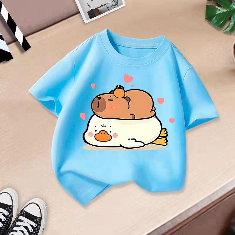 Dětské tričko Kapybara potisk Dětské tričko Děti 100% bavlna Oblečení Tričko Topy Tričko Chlapci Dívky Dětské tričko 2-13L