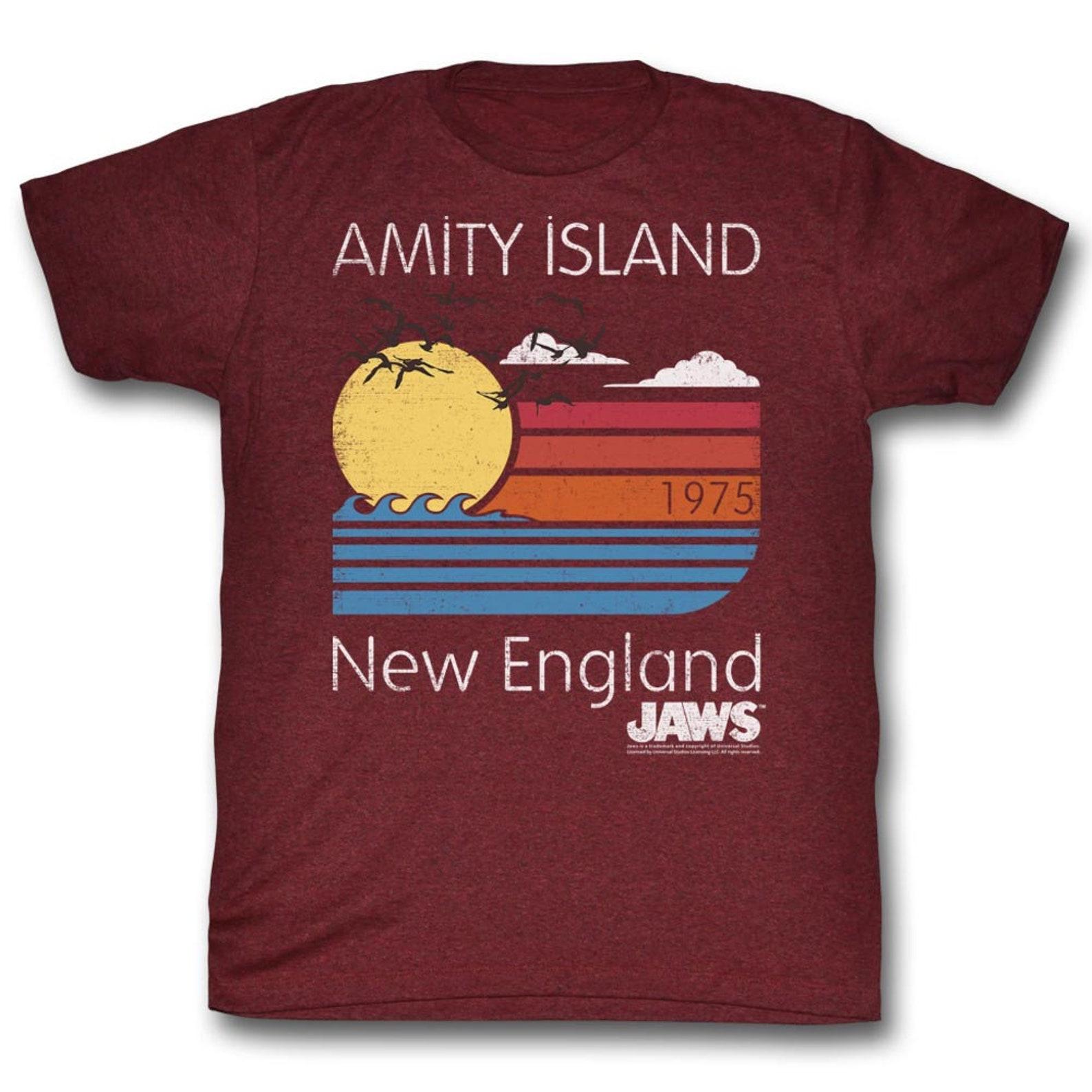 Jaws Sunset Vintage Maroon Heather Adult T-Shirt 3XL