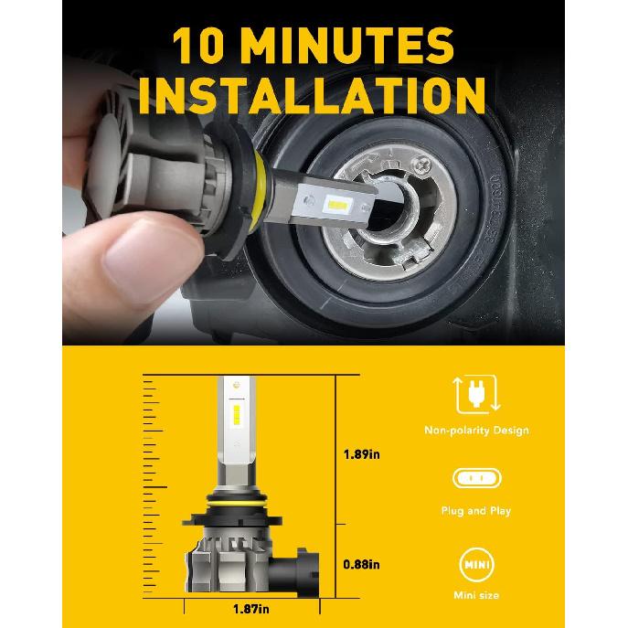 AUXITO 9145 LED Fog Light Bulbs, 6000LM 6500K Cool White Light, 300% Brightness H10 9140 9045 9040 Led Fog Lights, CSP LED Chips, DRL Replacement For