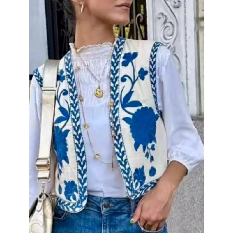 Leisure Sleeveless Embroidered Vest Casual Retro Sleeveless Embroider Vest Female