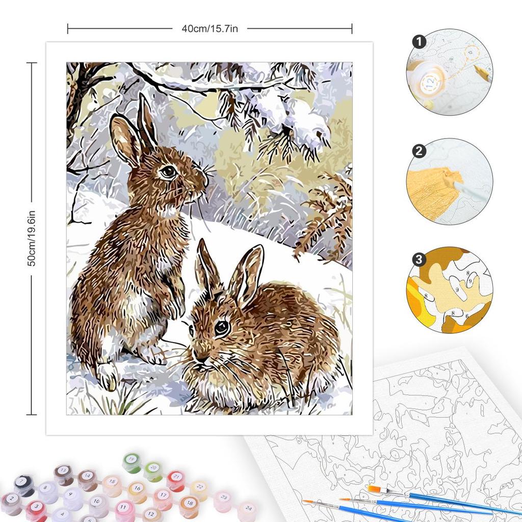 Rámová malba podle čísel Sady pro dospělé Sady Králík Dárek Sníh Krajina Ruční práce Obraz Pro domácí dekorace 40x50