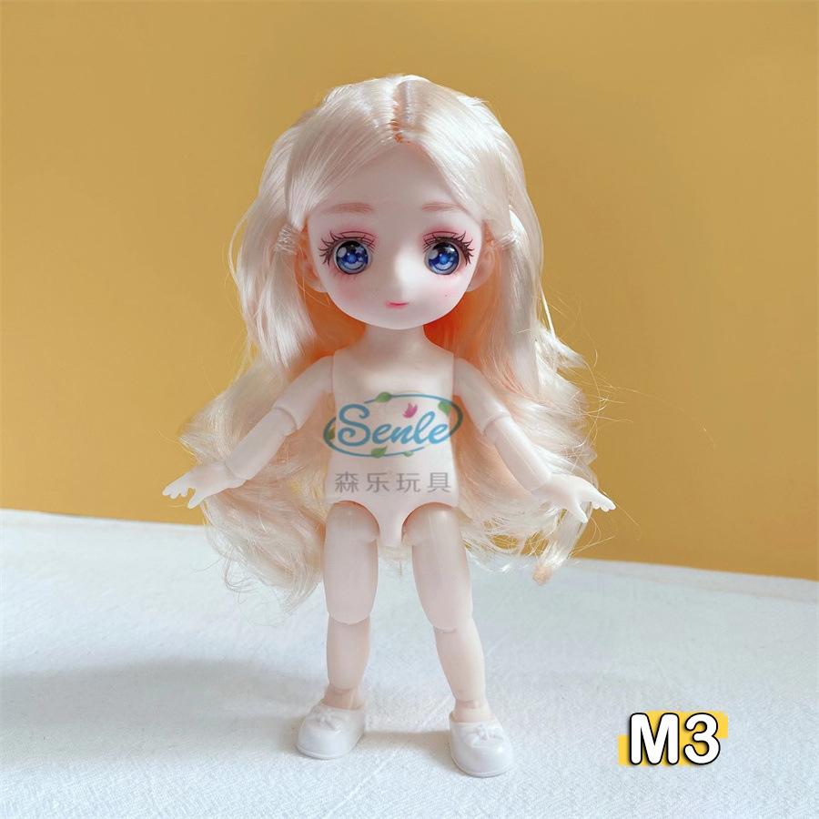 16 cm Nøgen Dukke Krop Med 2. Dimension Anime Øjne 13 Bevægelige Led Blå 2D Animation Øjne Dukke DIY Legetøj Til Piger
