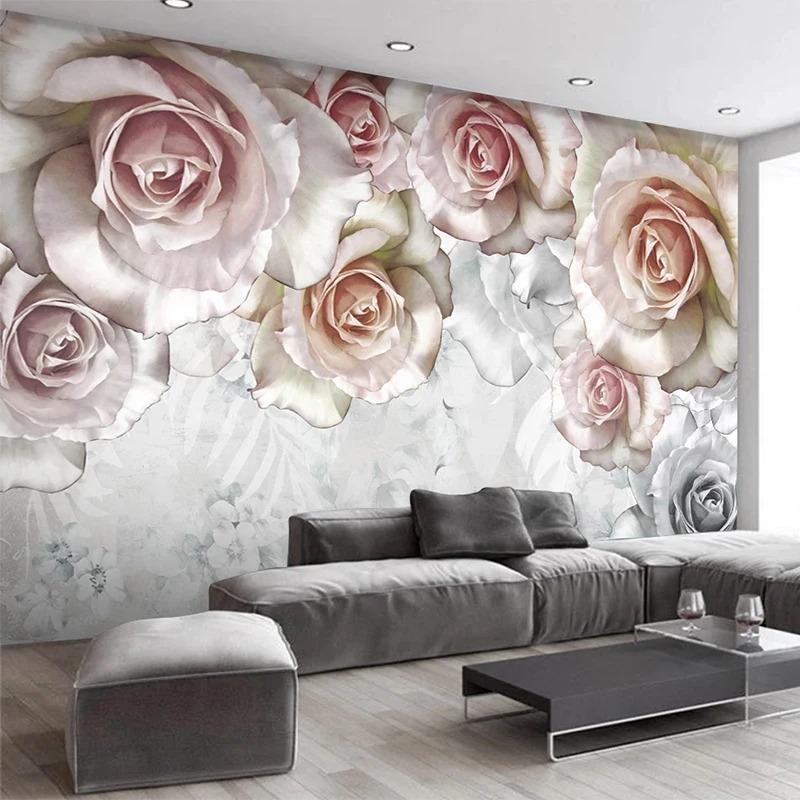 Tapet Modern Pastoral Pictură în Ulei Floral Fotomurale Living Dormitor Decor Mural de Perete