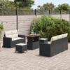 Ensemble de canapés de jardin de 8 pièces avec coussins noir poly rattan acacia, Ensemble de salle à manger de jardin 3 3361560