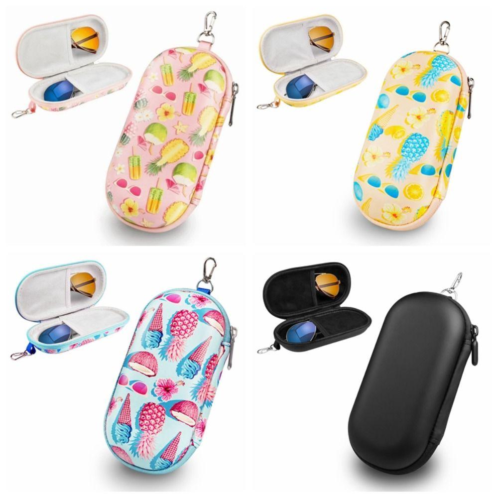 Portable 2 Slots Glasses Organizer Fruit Printed / Black EVA Double-layer Eyewears Storage Box Anti-lost Dust-proof