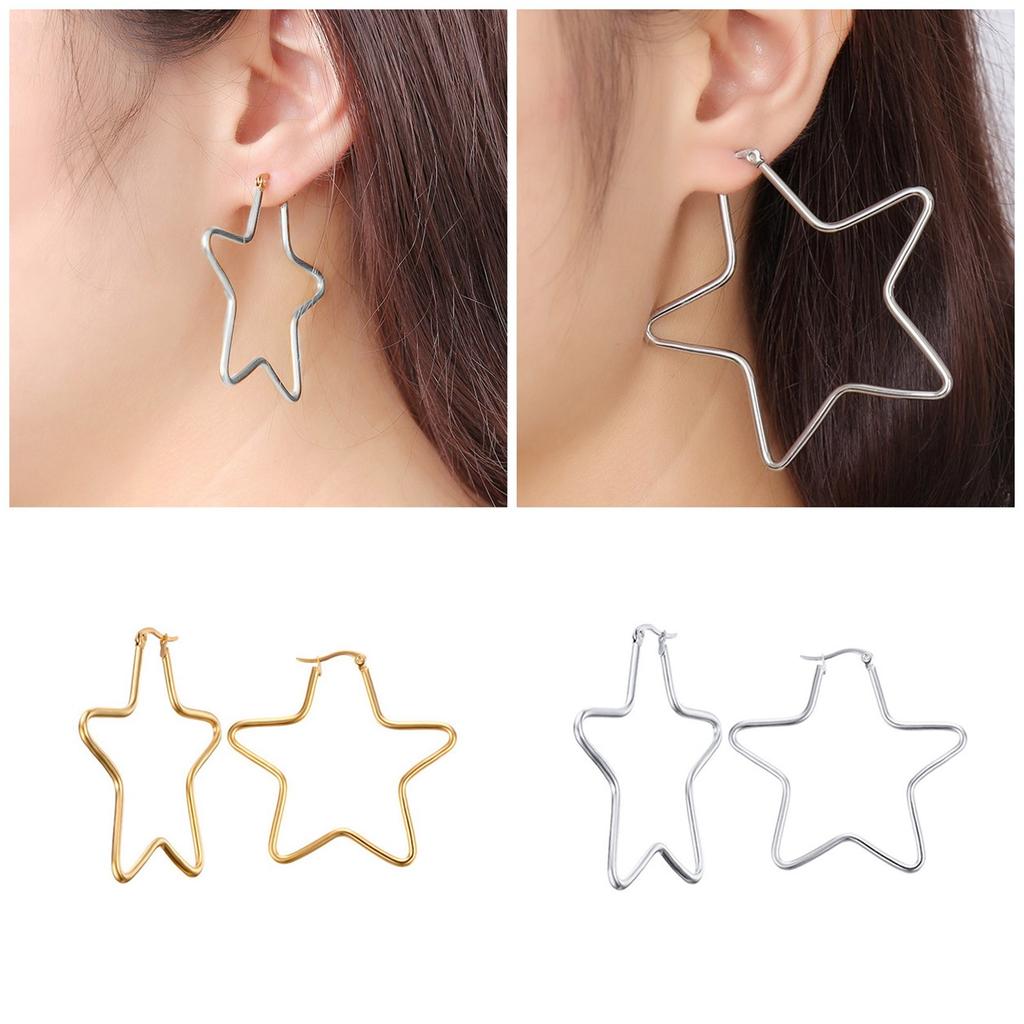 Fashionable Star Shaped Earrings Modern Gold or Steel Star Earrings Charm Perfect For Adding Flair To Any Outfit