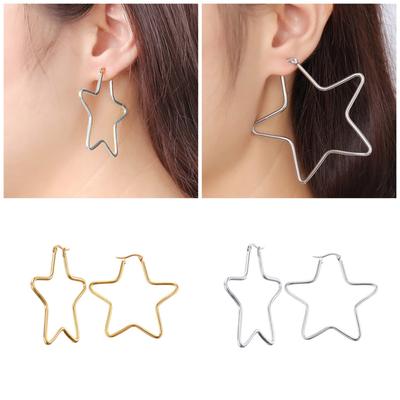 Statement Five Pointed Star Earrings Glamorous Gold or Steel Star Earrings Suitable For Bold And Daring Fashionistas