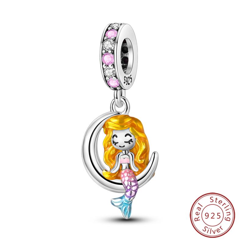 New Copper Ocean Series Mermaids Shell Charms Beads Fit Qikaola Original Bracelets Fine Birthday Diy Jewelry