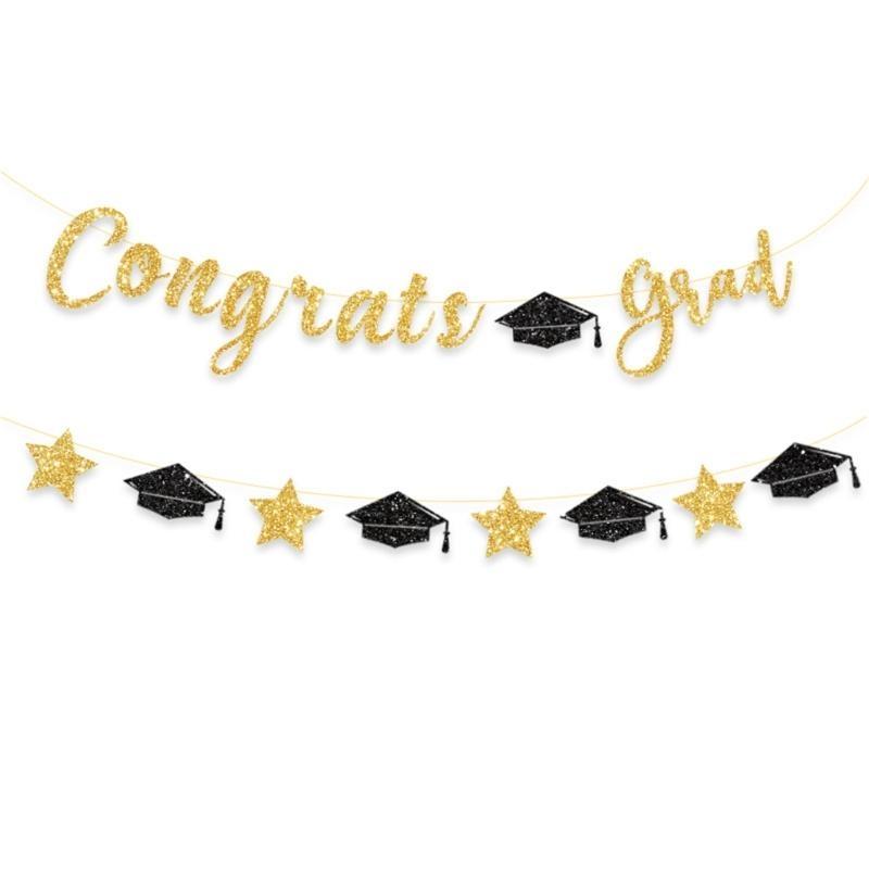Glittering Congrats Grads Ornament Graduation Party Hanging Decoration for Class of 2025 for Decoration Celebration