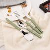 16 Pieces Color Handle Flatware Eating Utensils, Stainless Steel Tableware Rivet ABS Handle Design, Knives Forks Spoons for Home, Service for 4