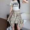 Irregular Retro Plaid Skirt Women's Summer New Thin High-waisted A-word Skirt
