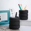 1PC Funny Tire Shaped Office Desk Pen Holder - Plastic, Office Decoration Accessories and Stationery Gifts