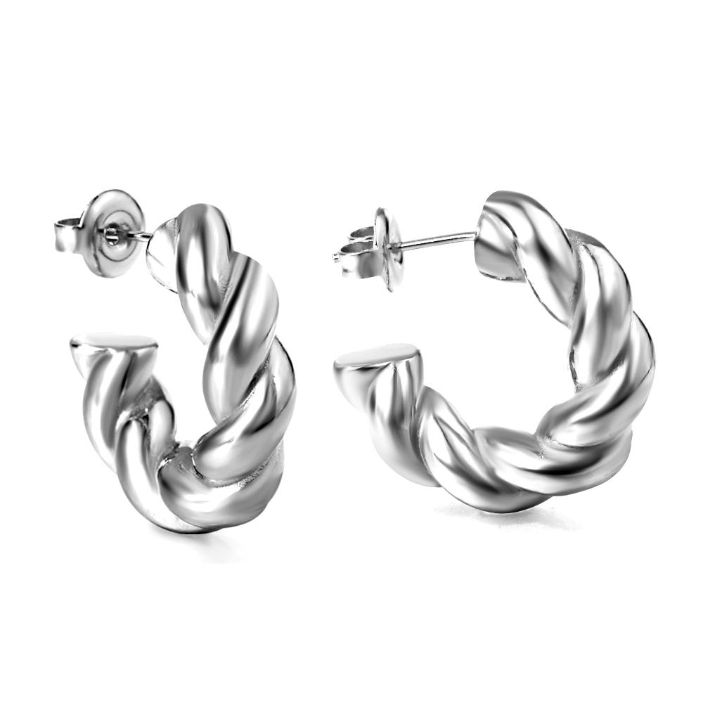 Fashion Irregular Twisted Earrings for Women, French Vintage Jewelry High-end Exaggerated Stainless Steel Gold-plated Gift