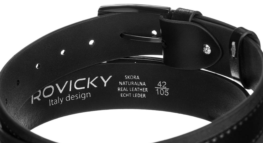 Wide Leather Belt R-PI-01-115-4806 Black