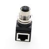 Eonvic M12 Female to RJ45 Ethernet Extension Industrial Connector Female Right 4-Pin Connector, D-Code (4-Pin D-Code Non-Rotating, Angle)