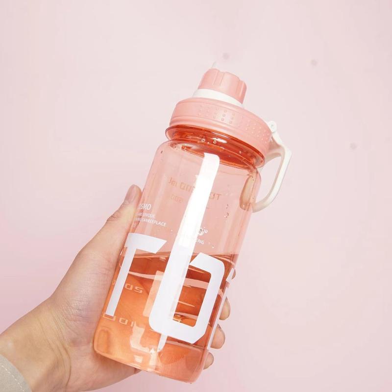 

.[SH]1Pc 0.6L Water Bottle Plastic Clear Gym Fitness Drinking Bottle With Handle Outdoor Camping Climbing Hiking Sports Bottle