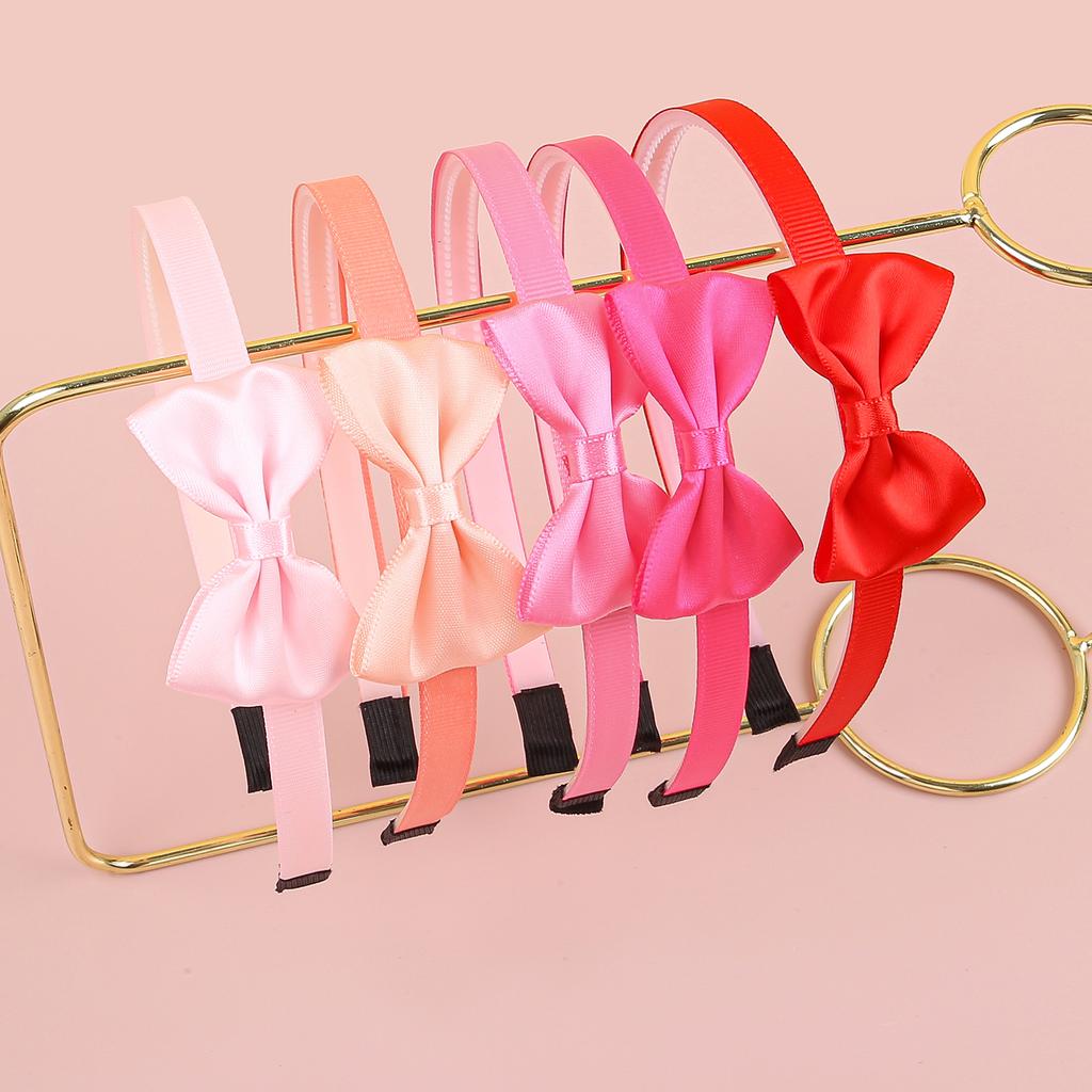 5 st 2,5 tums satin hårrosetter med pannband plasttänder hårband barn flickor pannband barn håraccessoarer set