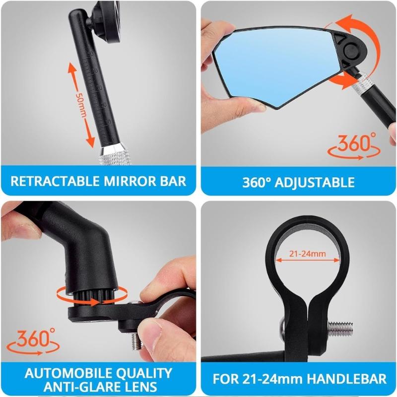 High Strengths Cycling Rearview Mirrors Flexible Bicycles Rearview Mirrors for Various Cyclists