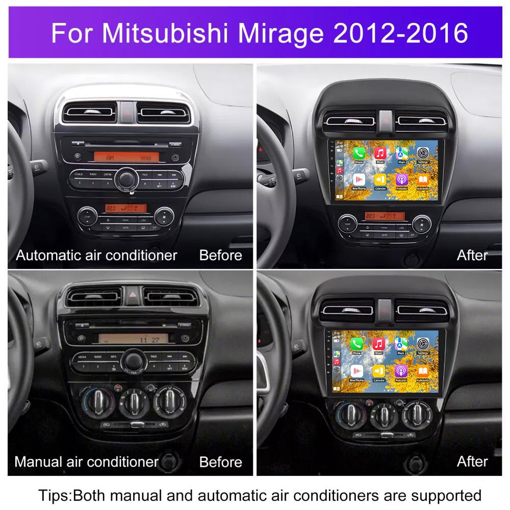 9palcové multimediální autorádio pro Mitsubishi Mirage Attrage 2012-2023 BT WiFi GPS Car-play Android Auto Přehrávač videa