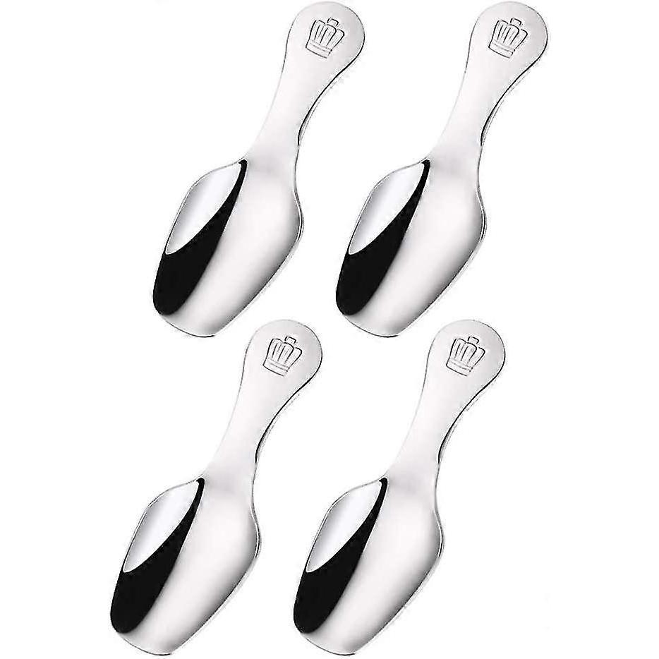 Stainless Steel Mini Teaspoon Short Handle Small Salt Scoop Spice Coffee Spoons For Loose Tea Leaves Coffee Beans Candy Milk Powder Silver4pcs)